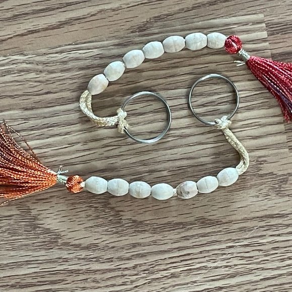 Real Wood Bead Key Chain Handmade Keys Holder Key Ring Set of 2 - Picture 3 of 6